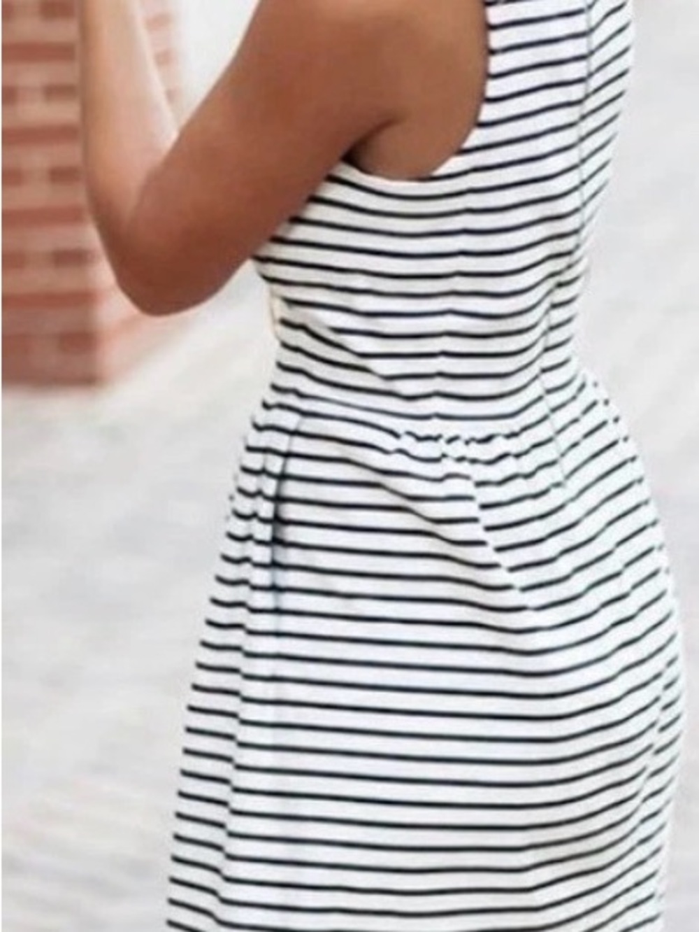 Women's Black & White Striped Sleeveless Dress
